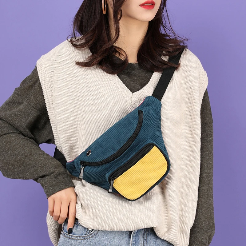 

Woman's Chest Waist Packs Female Crossbody Bag Women Messenger Bags Corduroy Ladies Shoulder bags Casual Money Phone Handbags