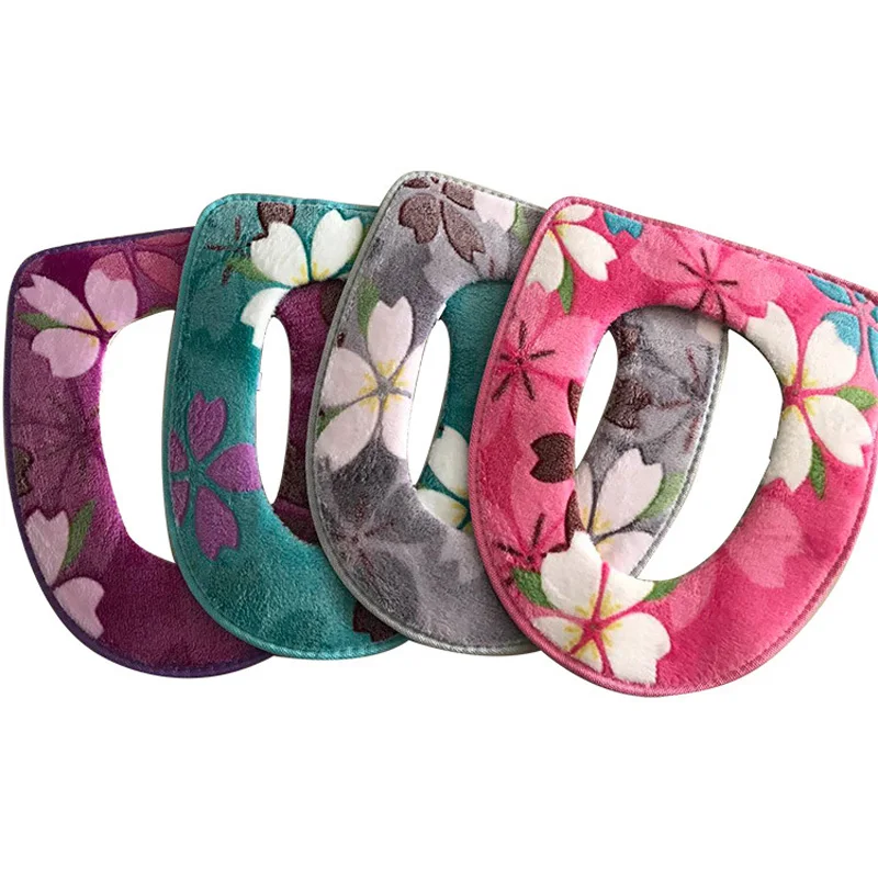 

1Pcs Floral Printing Toilet Seat Covers Cushion Warm Comfortable Coral Velvet Overcoat Toilet Case Bathroom Accessories