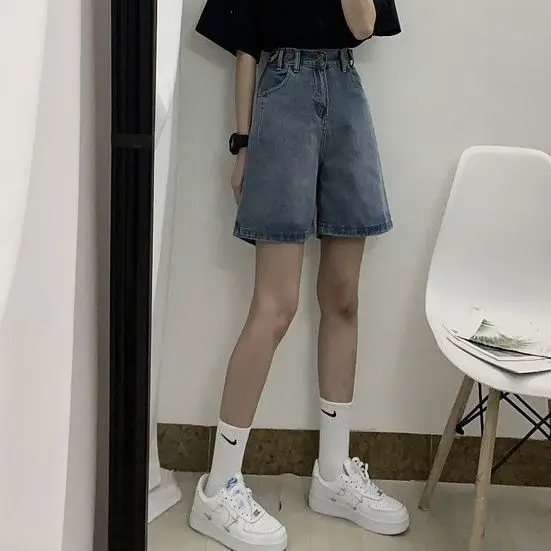 

5-point jeans female student summer new style wide leg tide loose versatile ins shorts net red small tall waist