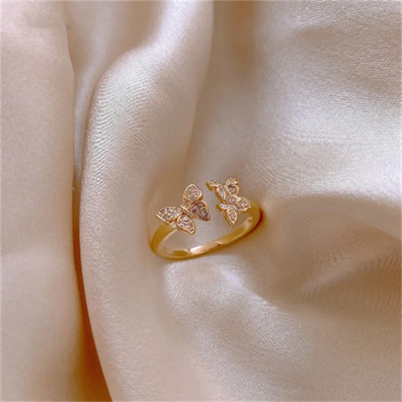 

South Korea New Fashion Butterfly Opening Ring Simple Temperament Versatile Ring Female Banquet Jewelry Wholesale