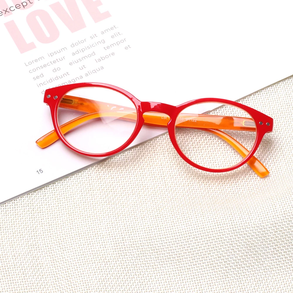 

Henotin 4 Pack Oval Red Frame Reading Glasses Spring Hinge Man and Women HD Reader Eyeglasses Diopter +0.5+1.0+3.0+5.0+6.0