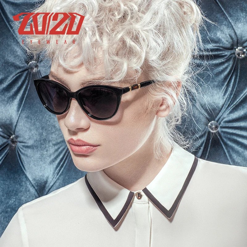 20/20 Марка Дизайн Vintage Поляризованные Солнцезащитные Очки Cat Eye Женщины Градиент