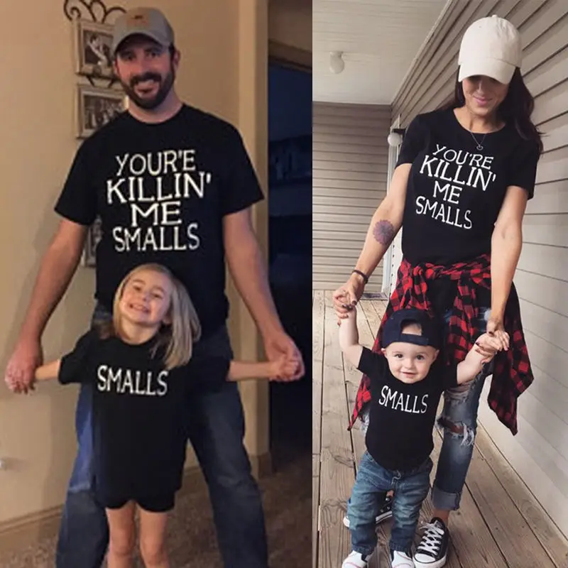 

Семейная Одинаковая одежда you's KILLIN ME SMALLS, футболка, детское боди, семейный образ, одежда для отца, мамы, дочки, сына