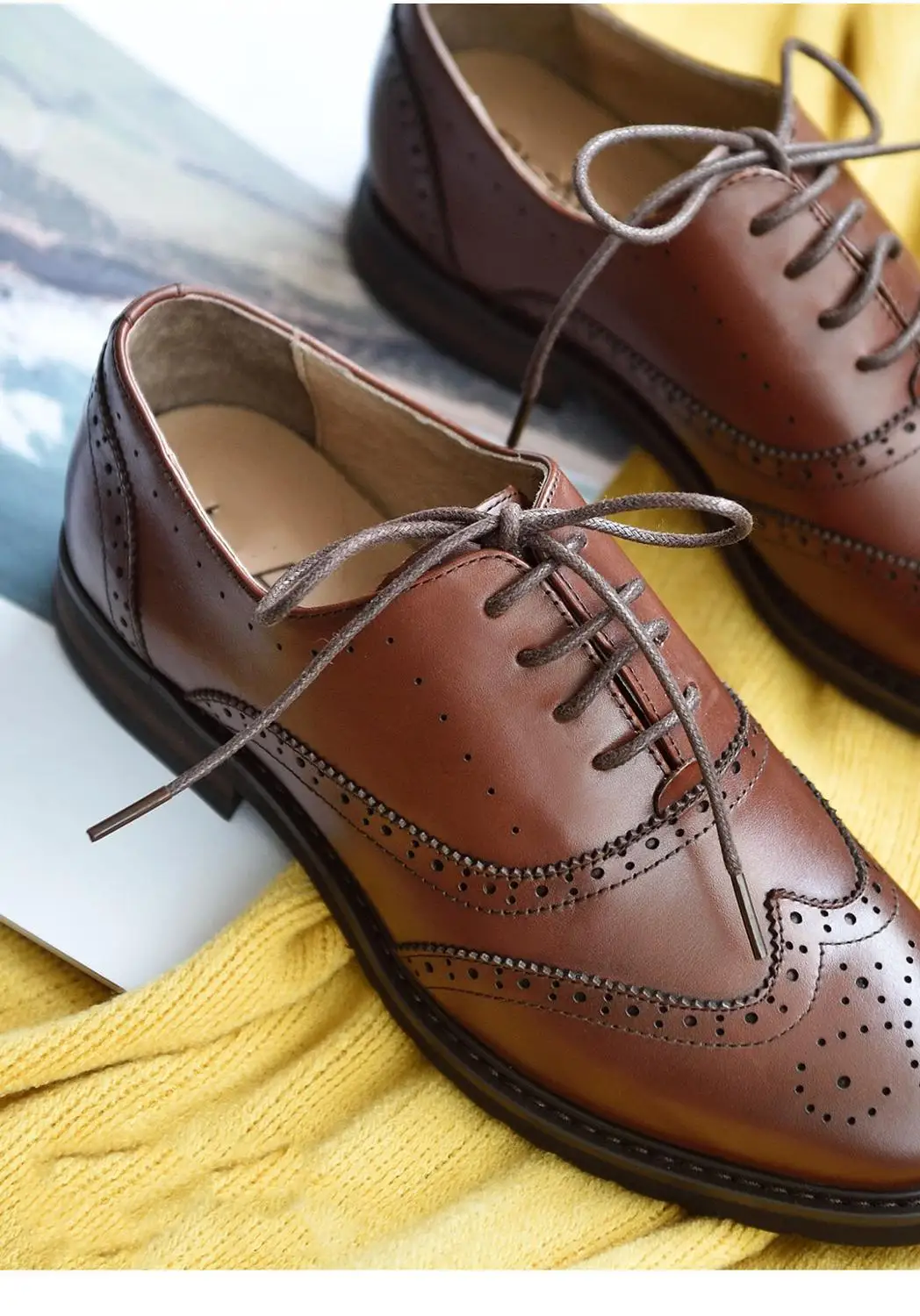 2020 Бесплатная доставка Женские оксфорды ручной работы из натуральной кожи Броги
