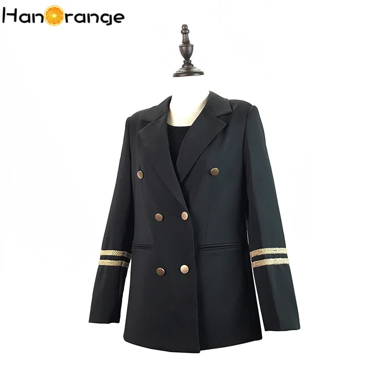 Темно синий стиль вышитый двубортный жакет 2020 настоящая съемка осенний женский