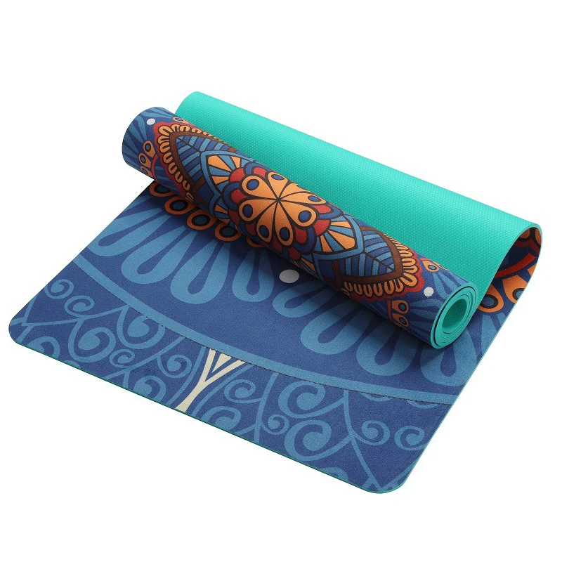 Коврик для йоги и фитнеса нескользящий замшевый коврик бодибилдинга с рисунком