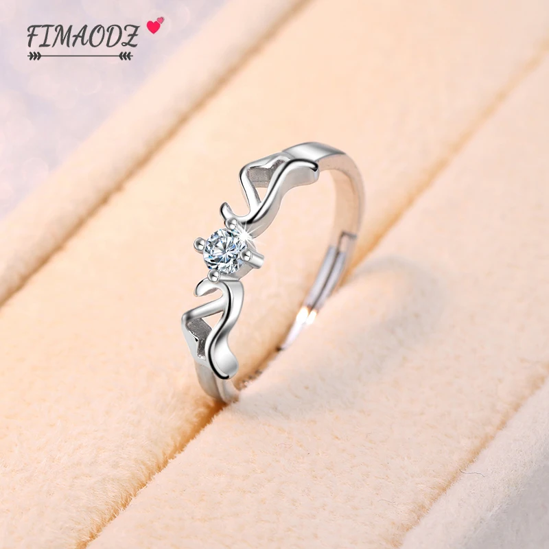 Женское кольцо с кристаллами FIMAODZ свадебные кольца регулируемым размером
