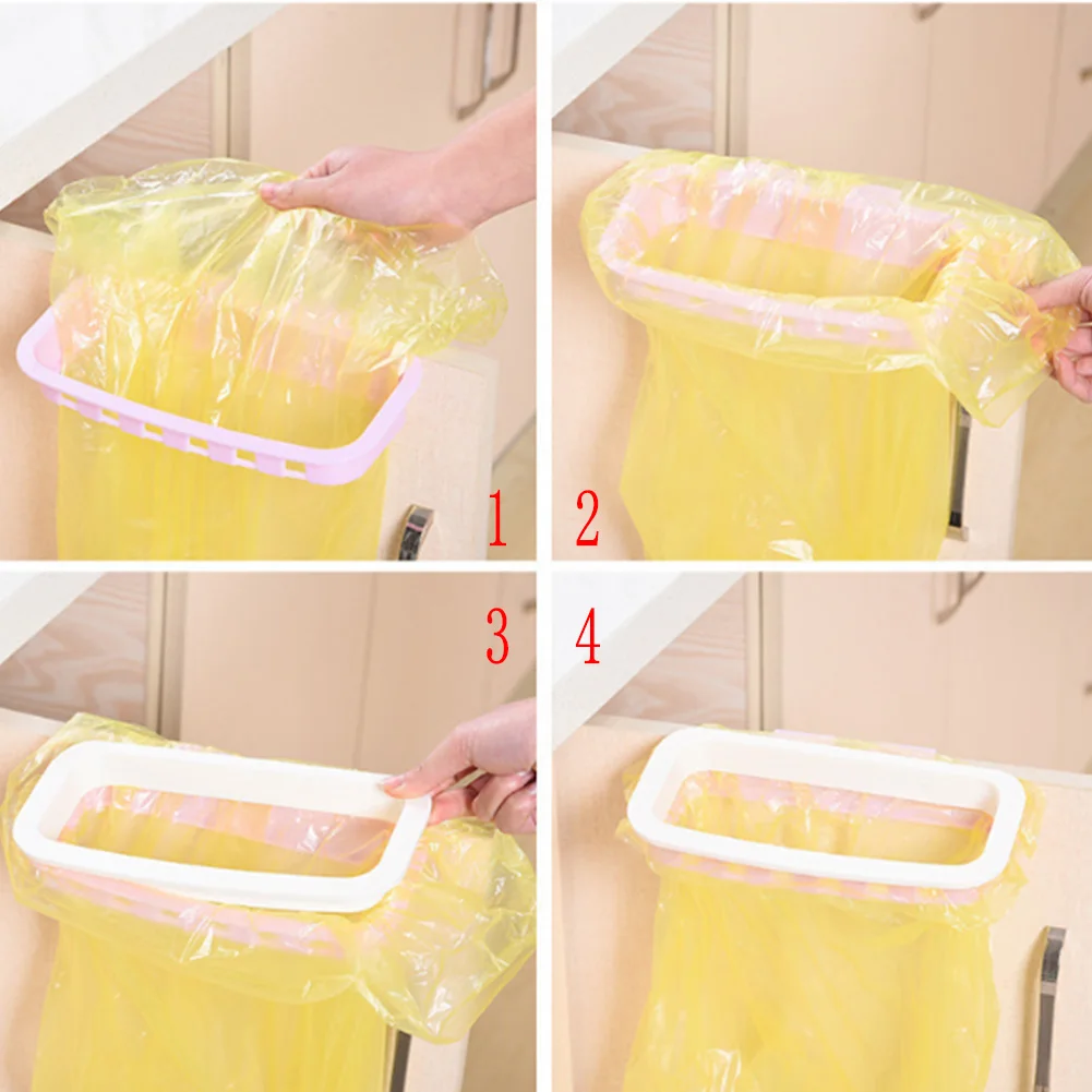

Portable PP Plastic Garbage Hanging Bag Kitchen Trash Storage Rack Bag Hook Scouring Pad Dry Shelf Holder Kitchen Organzier