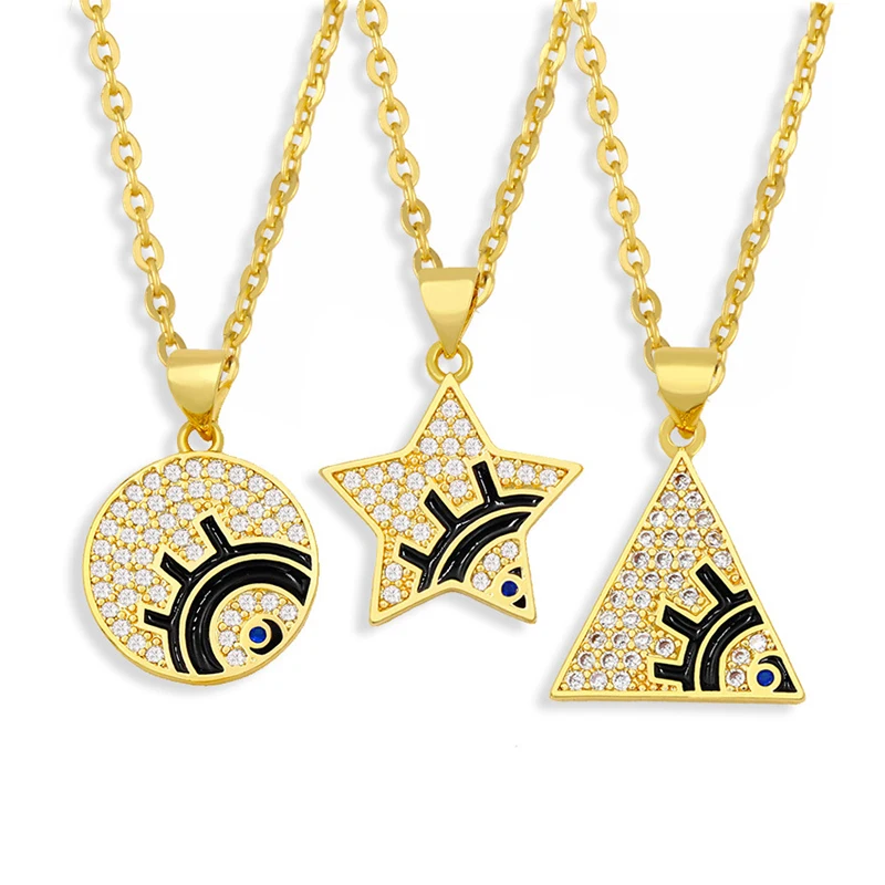 

Fashion New Evil Eyes Pentagram Geometric Necklace For Women Bohemian Simple Temperament Short Necklaces Jewelry Accessories