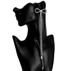 Серьги-кисточки женские, длинные висячие украшения для ушей, с цепочкой-бантом, с геометрическим дизайном, стразы, свадебная бижутерия, 2021