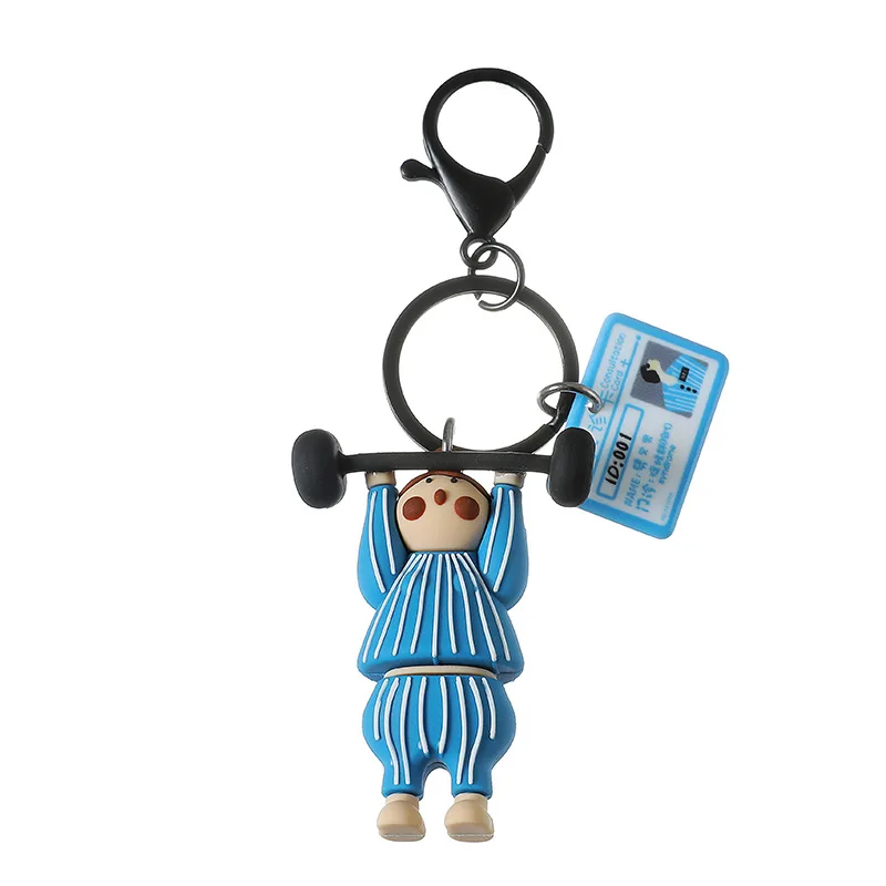 

Spoof Keychains Creative Man Bags Weight Lifting Women Key Chains for Pants Pendant Kids Key Rings Jewellery Silicone