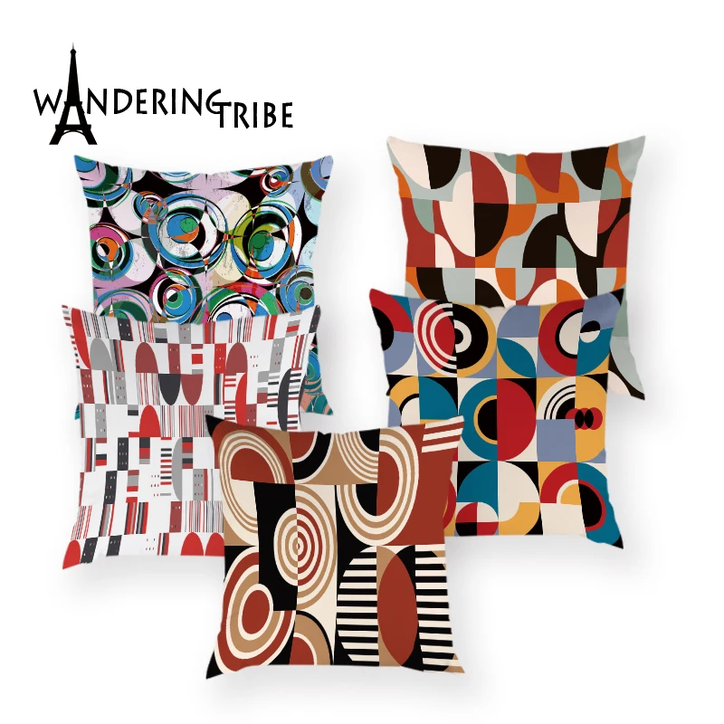 

Abstract Color Printing High Quality Printing Throw Pillows Decorative For Living Room Bohemian Geometry Poszewka Dekoracyjna