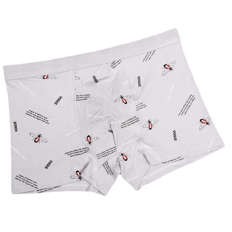 

4 Pcs 60S Combed Cotton Breathable Men's Sexy Underwear Underpants Boxer Comfortable Fabric Fashion Print