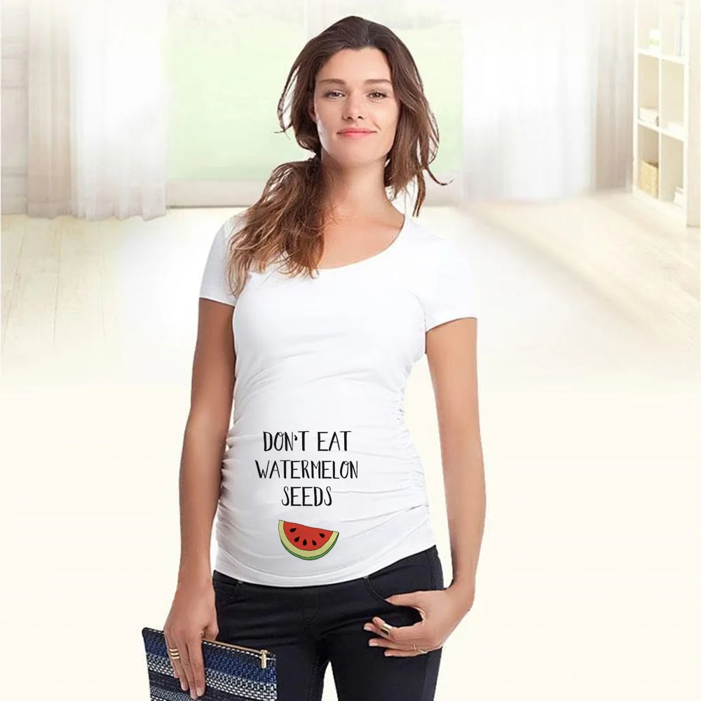 Новинка, летняя футболка для беременных с надписью Don't Eat arбуз, забавная Футболка для беременных - Цвет: P393-PSTWH-