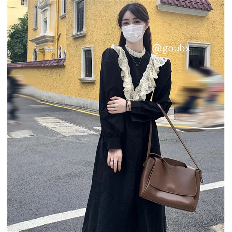 

2021new Autumn round-Neck Long-Sleeved Dress Women's Style Mid-Length DressNuyoah