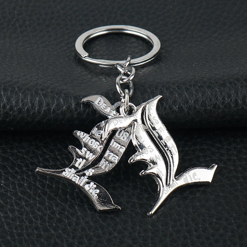 

Death Note Keychain Anime Key Chain Silver double L Book Keyring Holder Pendant Chaveiro Jewelry for gift
