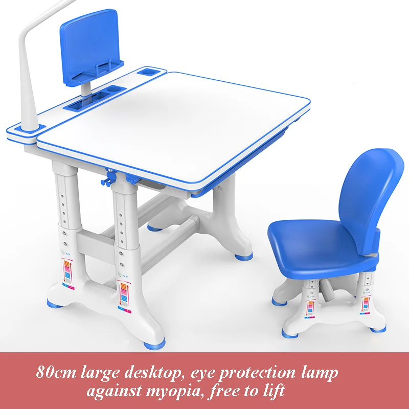 blue with lamp Многофункциональный детский учебный стол эргономичный детский домашний стол для студентов регулируемый стол и стул комбинация - Цвет: blue with lamp