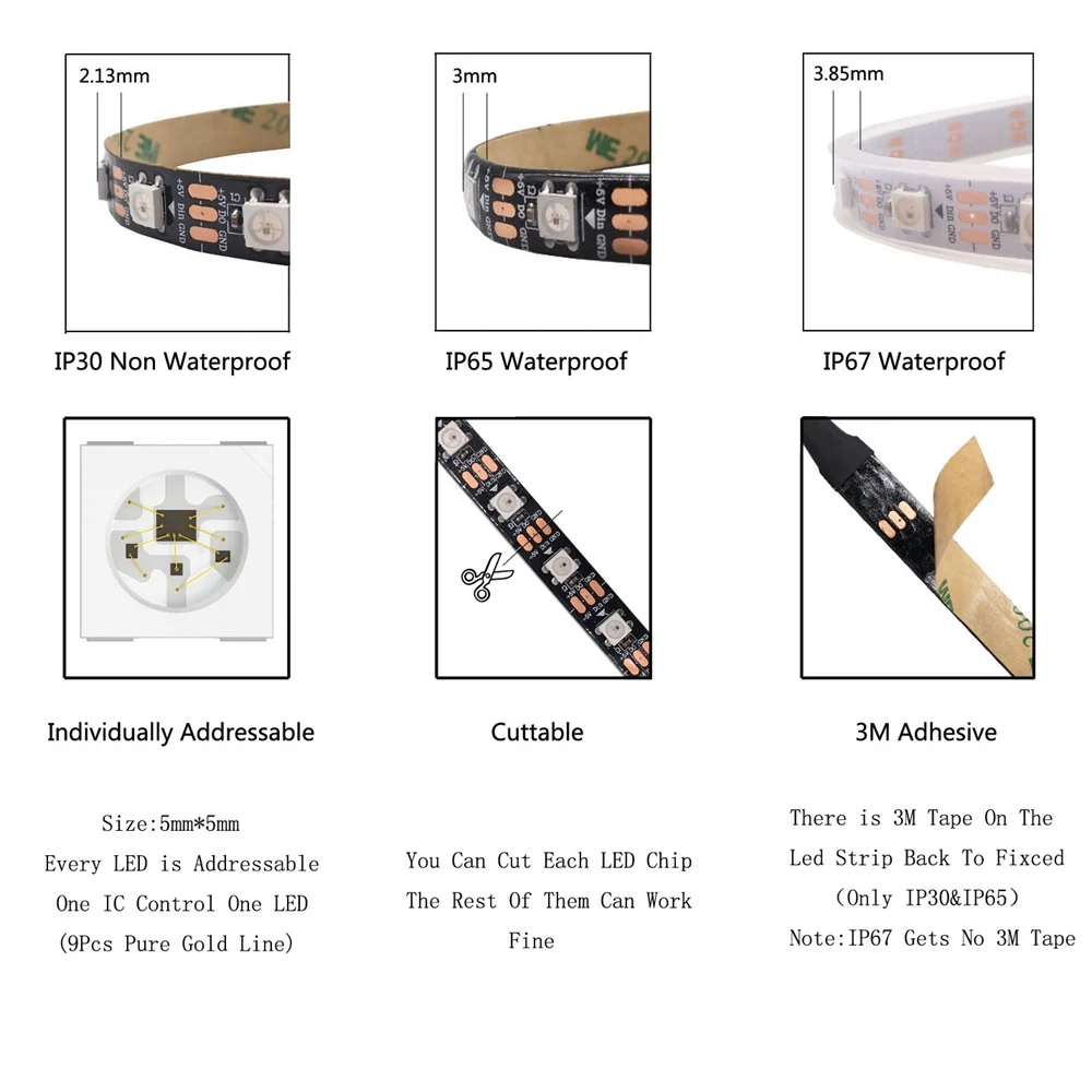 Комплект светодиодных лент WS2812B WS2812 30/60 светодиодный 5 в пост. Тока SP107E Bluetooth