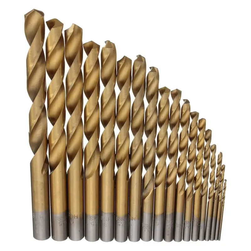 

18pcs/Set High Speed Steel Titanium Coated HSS 4241 Drill Bit Metric 1.5mm-10mm