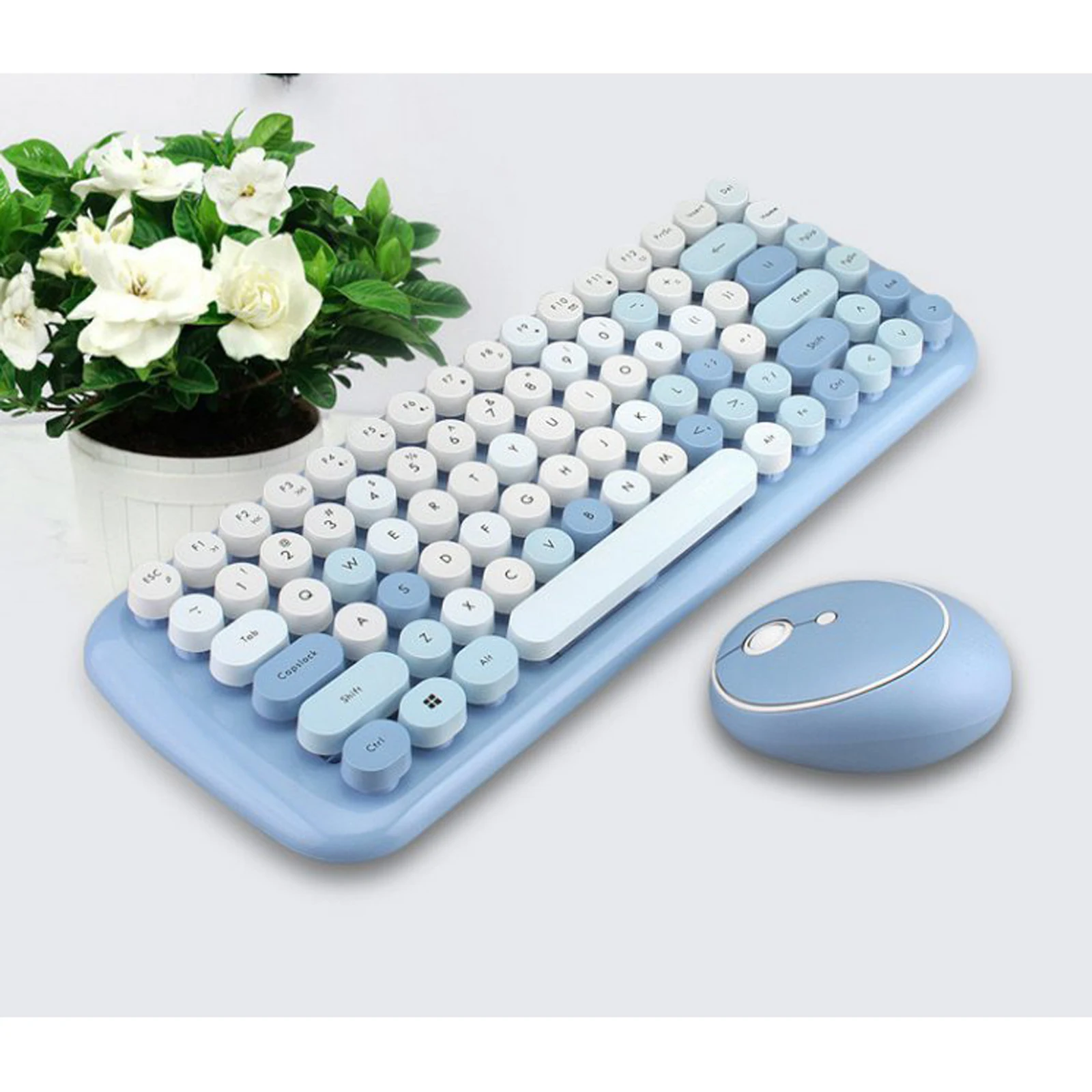

Colorful Wireless Keyboard and Mouse Combo Set 84 Keys 1600dpi w/USB Receiver For PC Laptop Desktop Girls Gifts