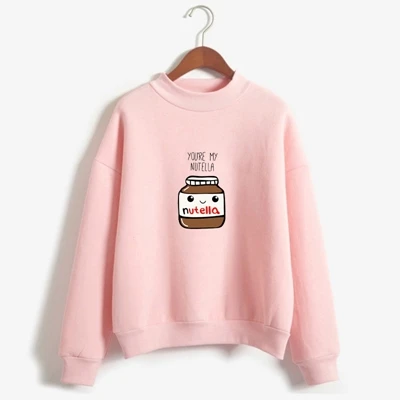 Для женщин Harajuku толстовки в Корейском стиле модная обувь с принтом «You Are My Nutella печатных Kawaii Толстовка KPOP Befree moletom feminino ropa - Цвет: pink