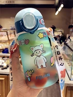 450ml cute cartoon scale drink water straw bottle cup plastic for baby kids children student boy girl creative gift wholesale