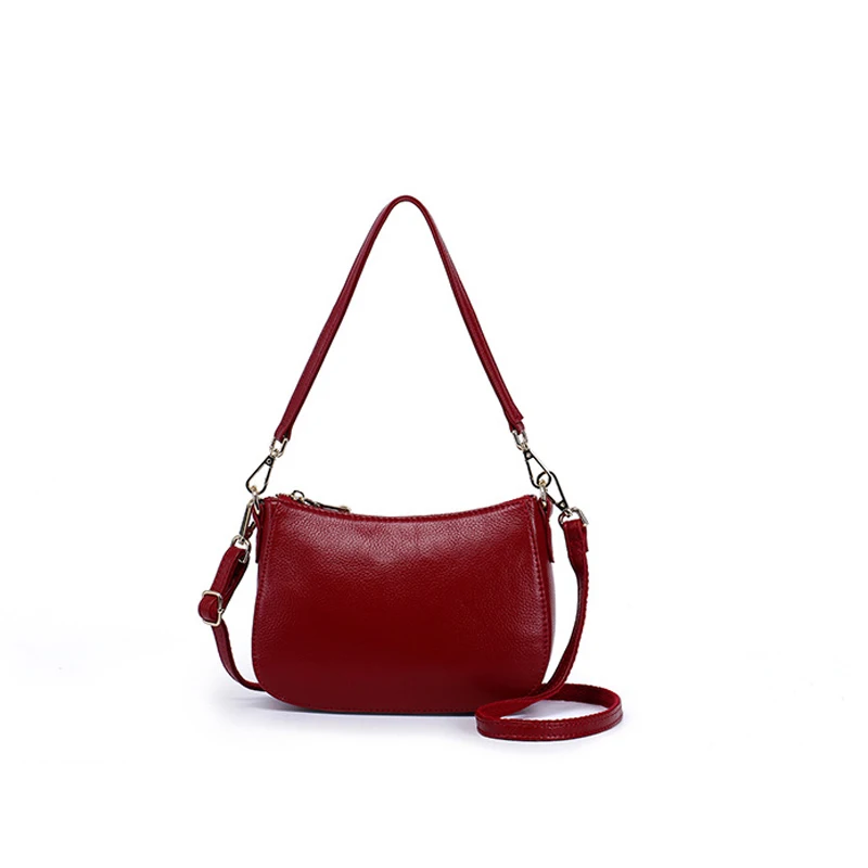 Женская мини сумка Luleez из натуральной воловьей кожи Классическая черная синяя