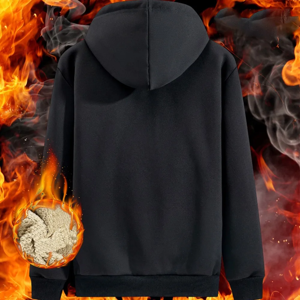 Зимняя мужская Толстовка темно-серое флисовое пальто с длинным рукавом на молнии