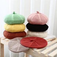 fashion knit beret multicolor children baby hats autumn winter styling accessories hipster painter hat for girls kids bonnet