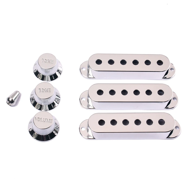 

Guitars 6 Hole Single Coil Pickup Cover & 1V2T Knob Switch Tip Set of 3