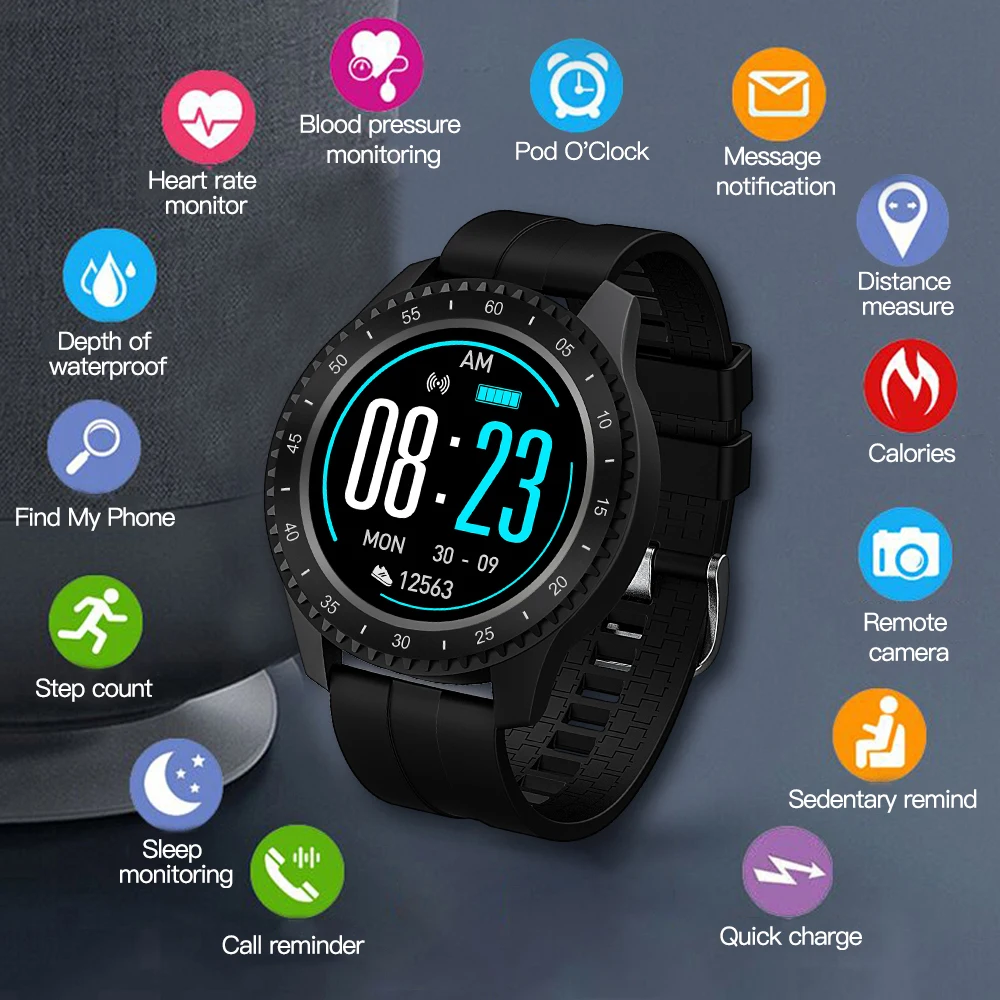 F17 водонепроницаемые умные часы с сенсорным экраном BT спортивный фитнес трекер