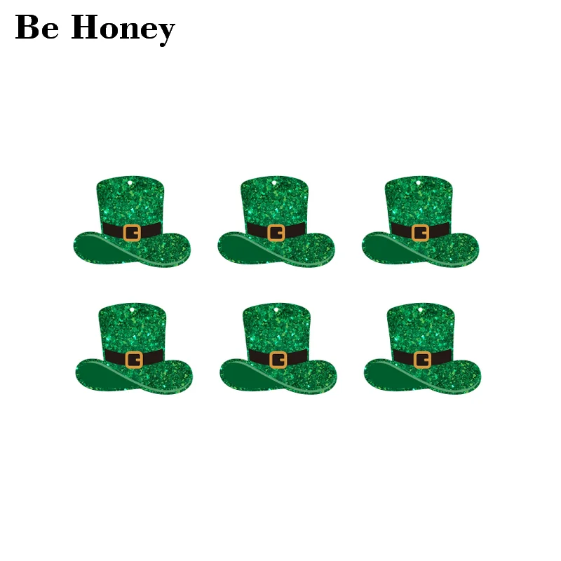 

10pcs/bag Acrylic Laser Cap For Earrings Party DIY Red Glitter UV Hat St Patricks Jewelry Accessories
