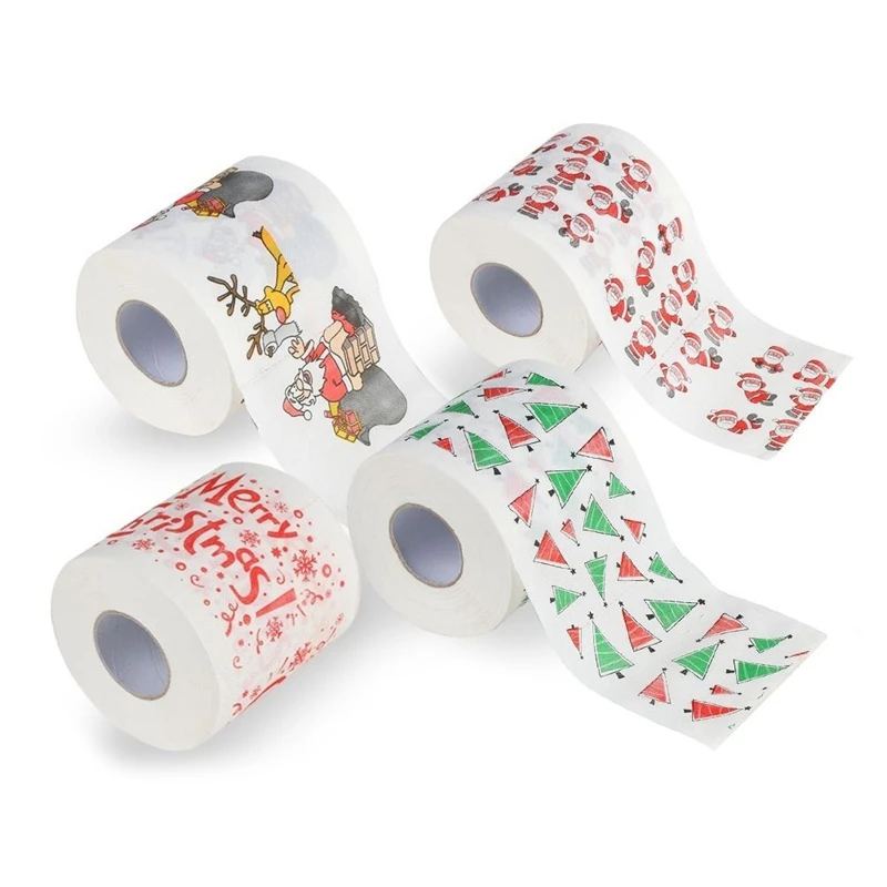 

6Roll Santa Merry Christmas Supplies Printed Toilet Paper Home Bath Room Toilet Paper Tissue Roll Xmas Presents Decor