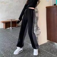 contrast color wide leg womens sweatpants casual tied feet summer sports pants ladies high quality baggy joggers trousers