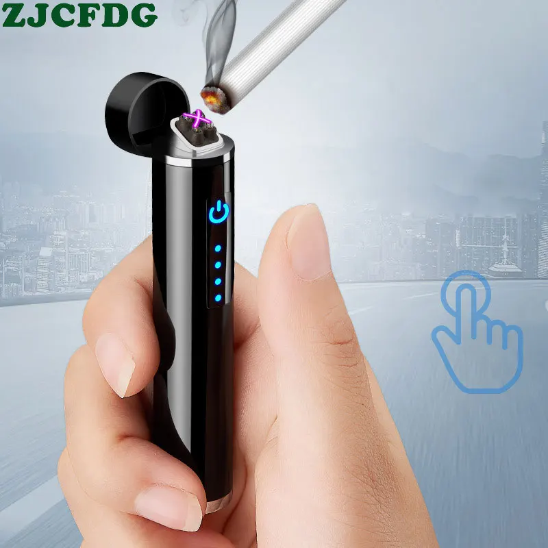 НОВАЯ тонкая Зажигалка для сигарет металлическая usb зарядка перезаряжаемая