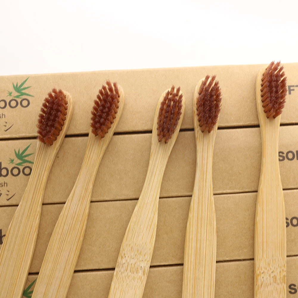 5 упаковок Бамбуковая зубная щетка деревянная для взрослых с мягкой щетиной и