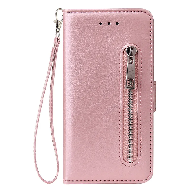 Rose gold Flip Wallet Case For Samsung Galaxy A3 A5 A6S A8S A9 A10 A20 A30 A40 A50 A70 Leather Zipper Card Holder Stand Phone Cover - Цвет: Rose gold