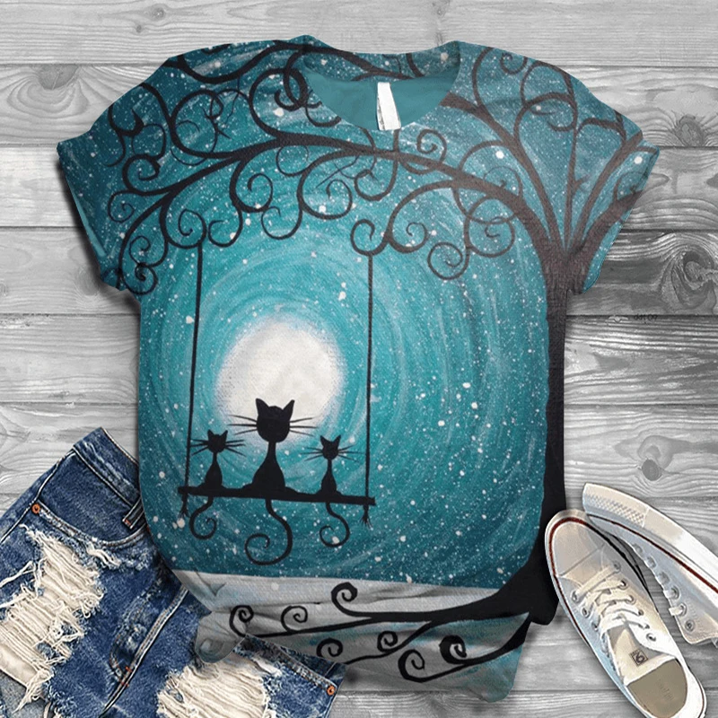 

Fashion Women T-shirts Short Sleeve 3D cartoon Animal Printed Harajuku O-neck Tops Tee T-shirt Casual Top Women Tshirts