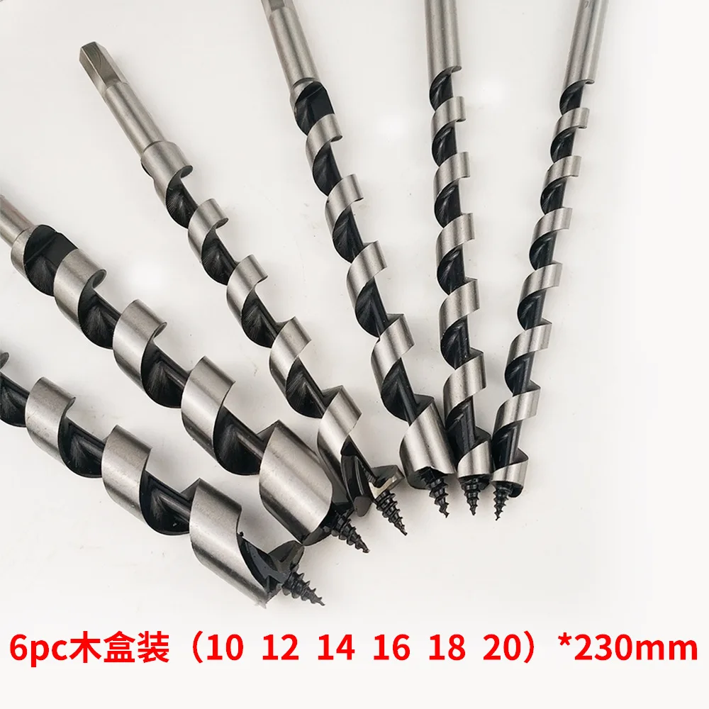 

6Pcs/set Auger Drill Bits Wood Carpenter Masonry Wood Drills Set for woodworking 230mm Long 6/8/10/12/16/20mm