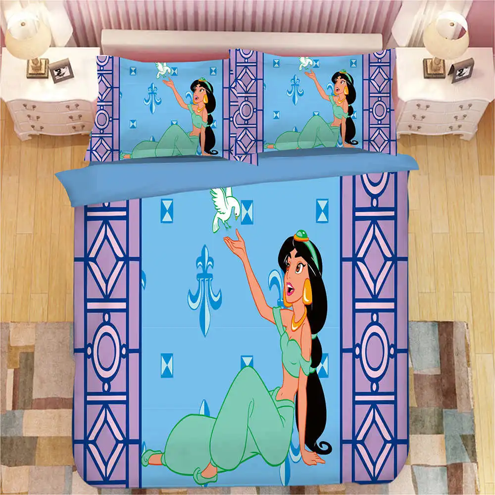 Princess bedding 1 Набор постельного белья disney queen size Принцесса Жасмин постельные принадлежности двойное одеяло пододеяльник для Декор для детской спальни полный покрывало King Kids Home - Color: Princess bedding 1