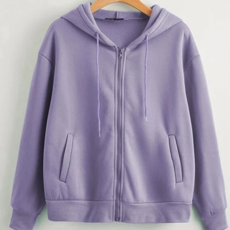 

Women Long Sleeve Sweatshirt Hoodies Pocket Zipper Loose Oversized Streetwear Casual 2021 Autumn Winter