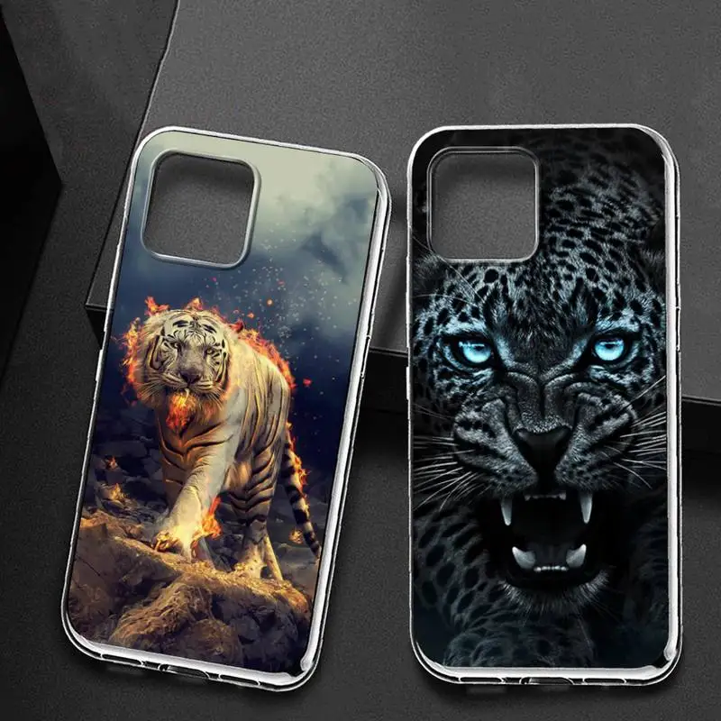 Мощный чехол с изображением белого тигра для iPhone 11 Pro Max, iPhone 12 XS Max, Mini 8, 7, 6, 6S Plus, X, SE 2020 и XR.