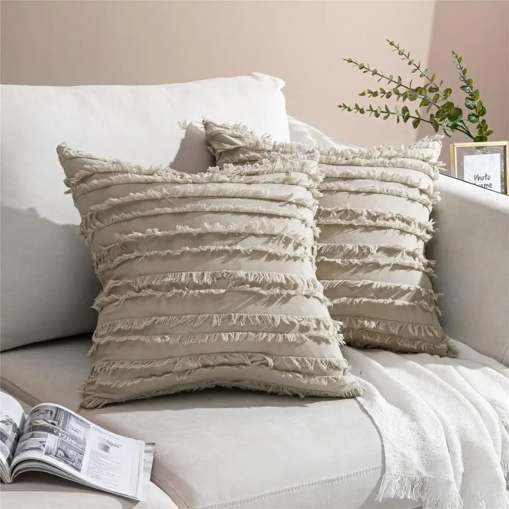 

Cushion Cover Floral Tassels Pillowcase Yellow Ivory Grey Cotton Pillow Cover 30x50cm Lumbar Pillow Home Decoration Sofa Solid