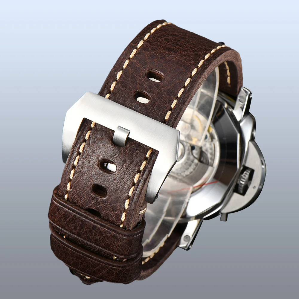 Часы Parnis с автоматическим намоткой запаса мощности 47 мм из нержавеющей стали