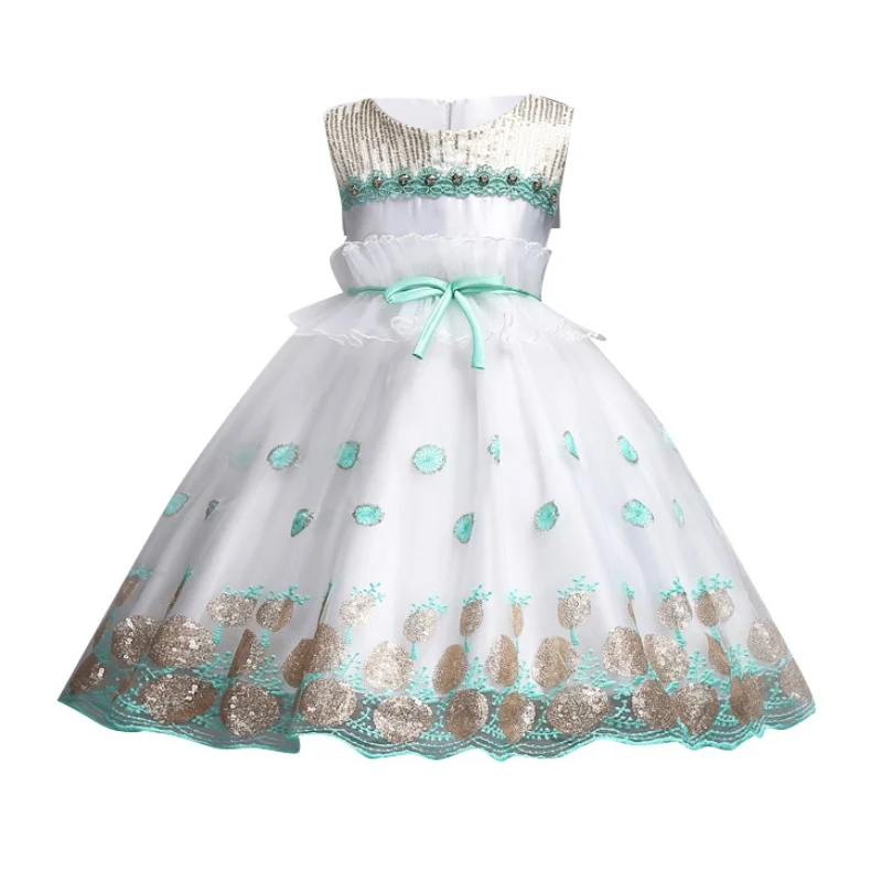 New Kids Girl Princess Dress Wedding Party Lace Sequins Embroidery Gauze Photographing Big Bow Clothes Ball Gown | Детская одежда и