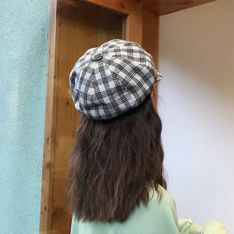 

Redwood Beret Female Summer Thin British Retro Octagonal Cap Air-permeable Japanese Lattice Painter Hat Chaos ins