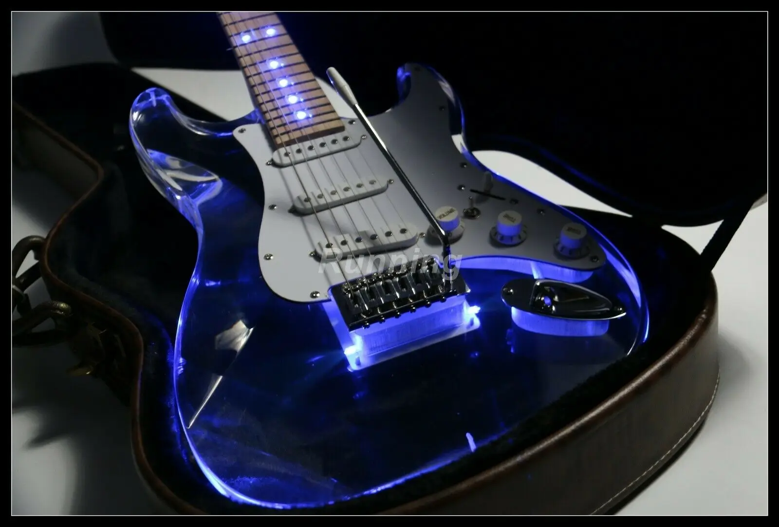 Starshine электрогитара с синим светодиодный светильник хромированная аппаратная