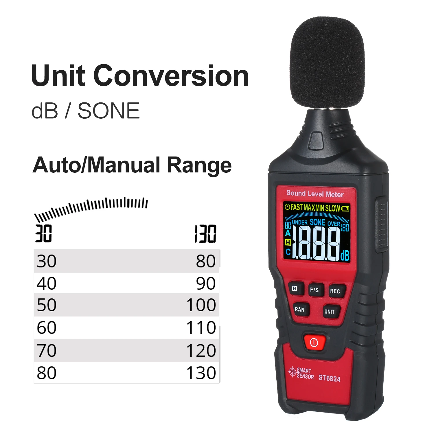 Цифровой измеритель уровня шума ST6824 умный детектор с ЖК дисплеем и цветным