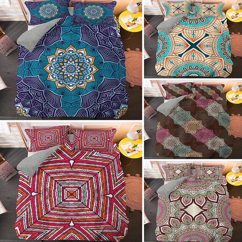 Комплект постельного белья с 3D-принтом Мандала психоделический роскошный
