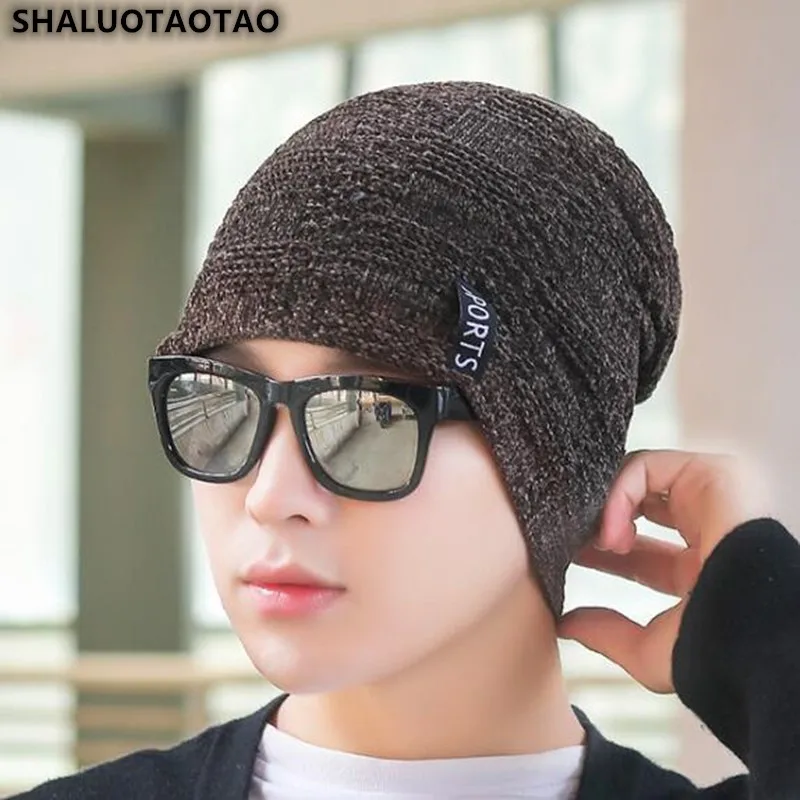 

SHALUOTAOTAO Men's Cap New Chenille Knitting Beanie Hat Thermal Ear Protectors Ski Caps Sports Brands Winter Hats Gorra Hombre